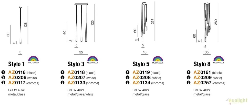 Lustra design modern Stylo 8 chrome