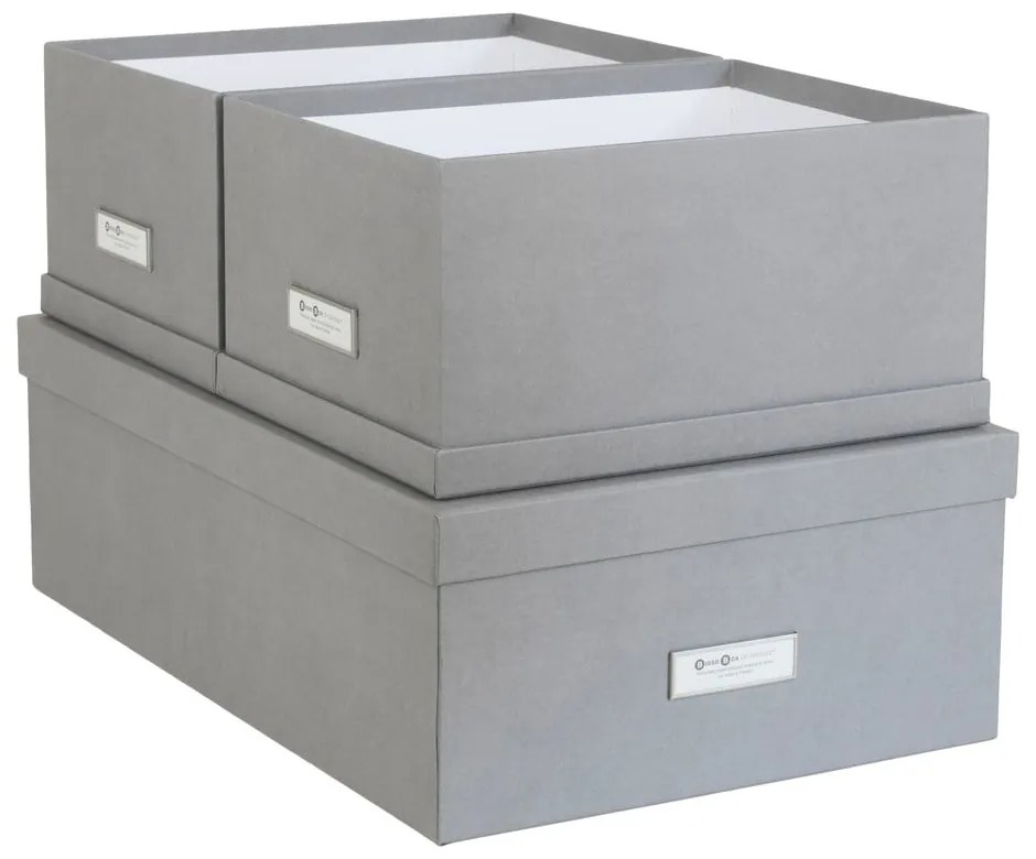 Set 3 cutii de depozitare Bigso Storage Box of Sweden Inge, gri