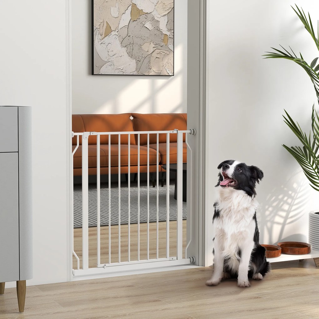 PawHut Barieră de siguranță pentru animal de companie reglabilă în lungime dim. 75-85L x 76H cm alb | Aosom Romania