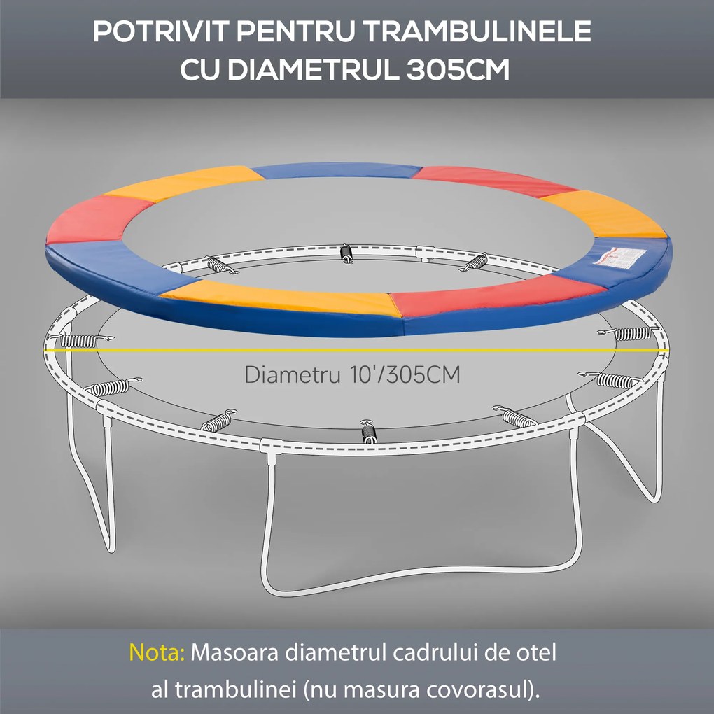 HOMCOM Protectie Margine pentru Trambulină Elastică din PVC Roșu Albastru Galben (Ø305cm ) | Aosom.ro