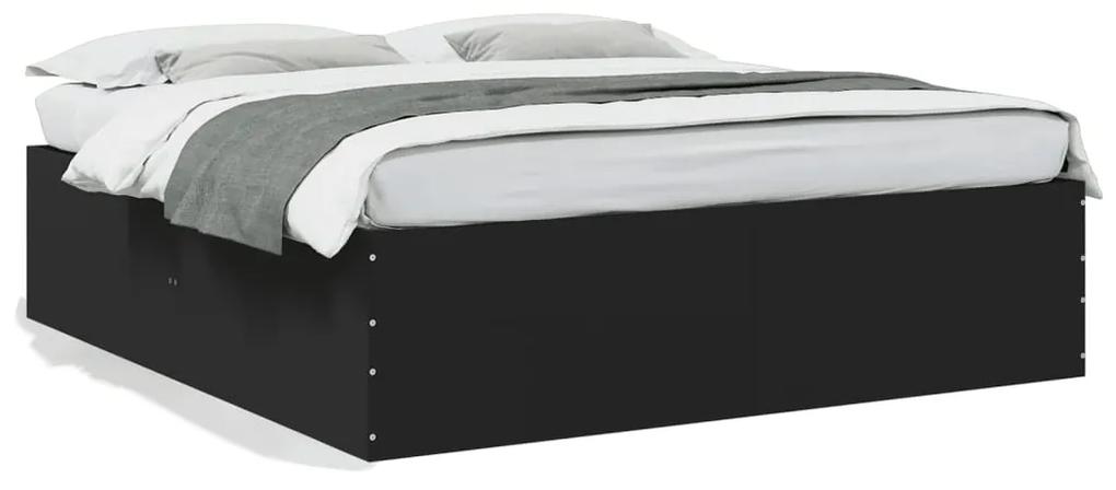 3280896 vidaXL Cadru de pat, negru, 200x200 cm, lemn prelucrat