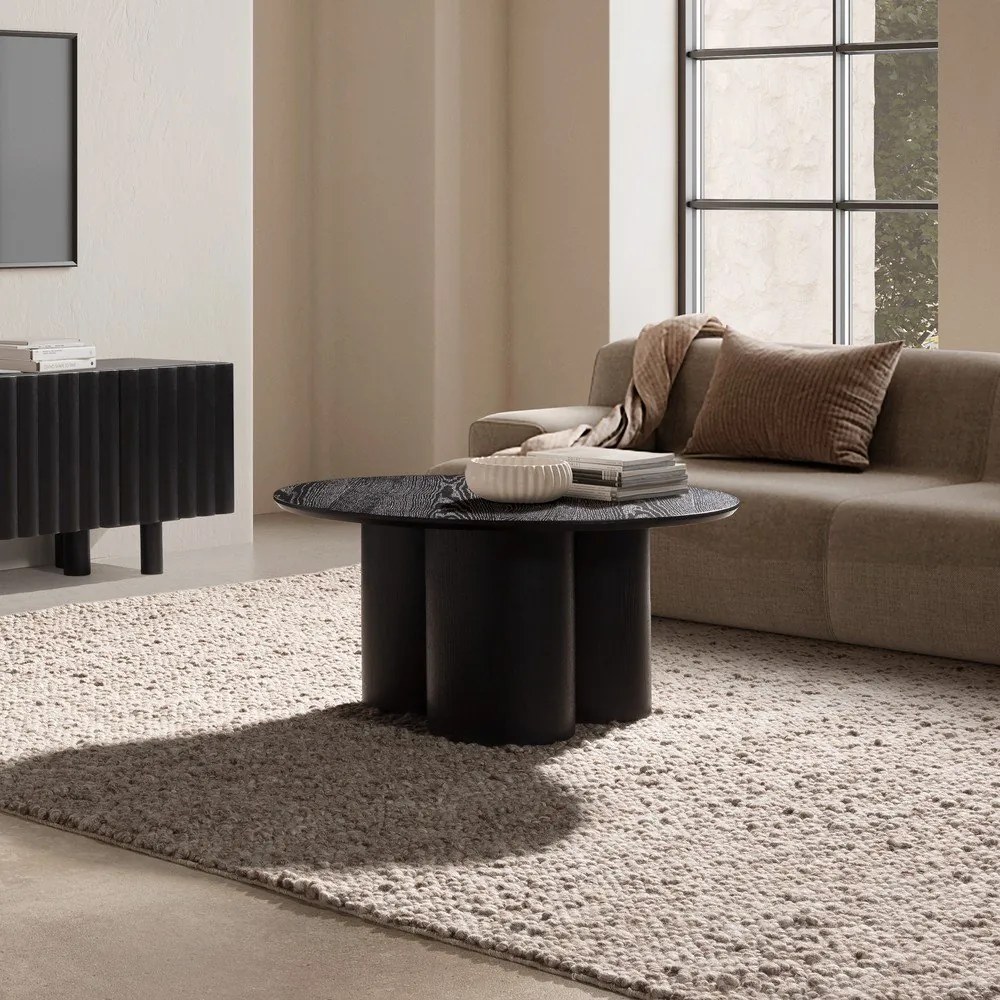 Măsuță de cafea neagră rotundă ø 80 cm Lua – MOME