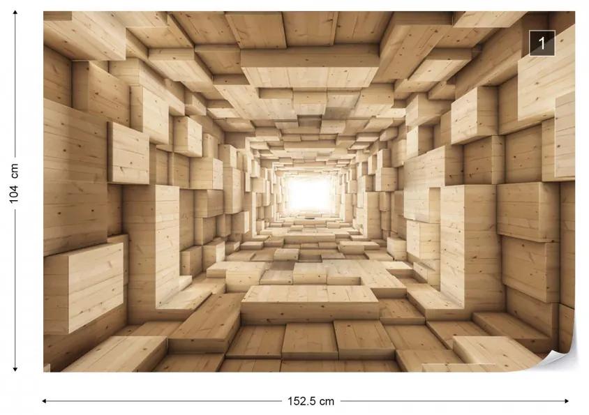 Fototapet 3D Tunel din lemn