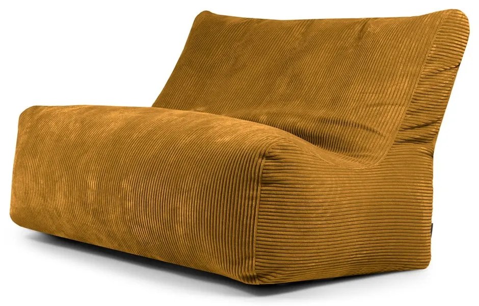 Fotoliu bean bag galben muștar cu tapițerie din catifea reiată Sofa Seat Lounge – SLOWDOWN