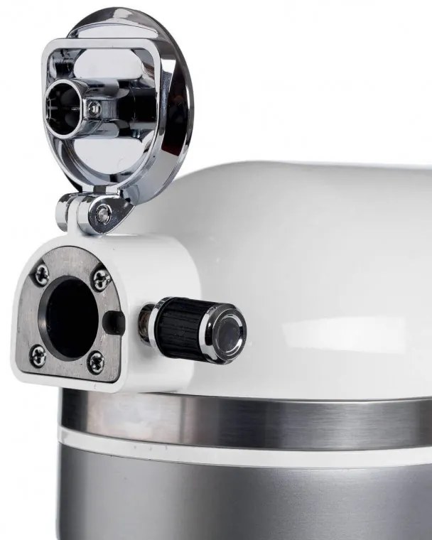 Mixer planetar Ariete MODERNA 1589/01, 3200W, 5.5 L, 11 viteze, Carcasa aluminiu masiv, Accesorii, Alb/Inox