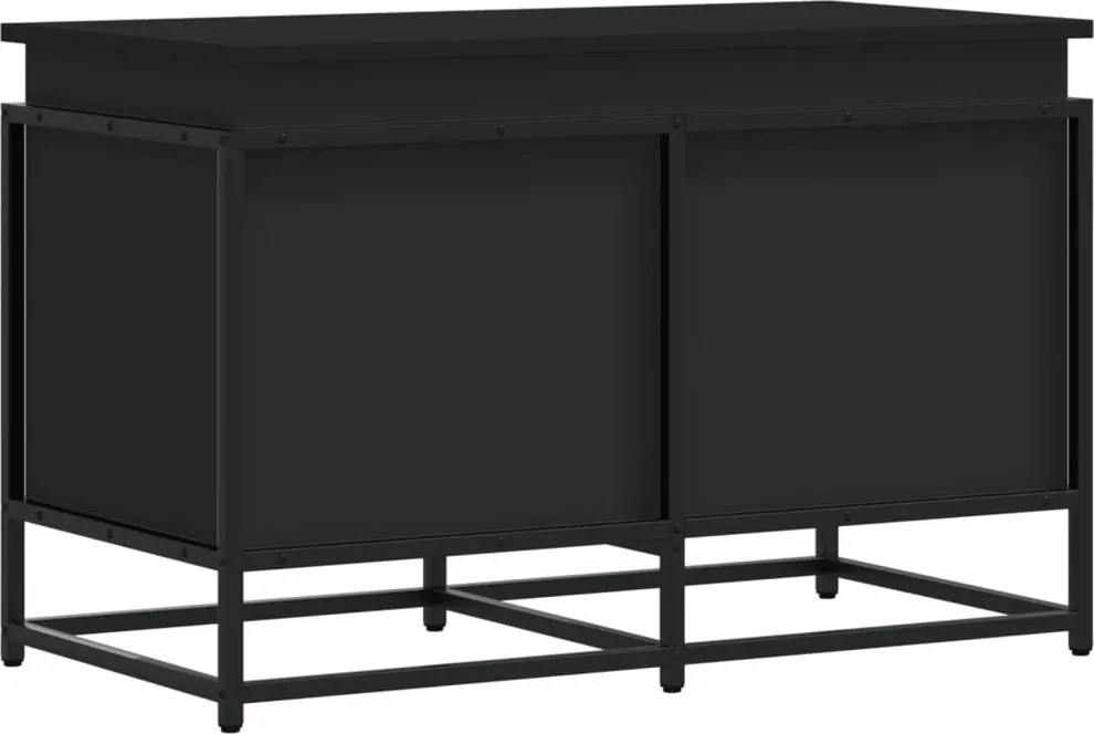 vidaXL Cutie de depozitare cu capac negru 80x40x51,5 cm lemn prelucrat