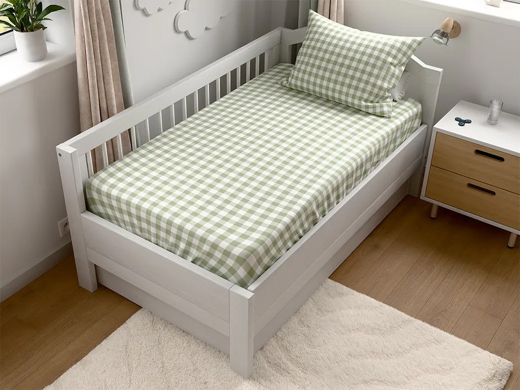 Set lenjerie de pat din microfibra pentru patut cu cearsaf GRENTIS, verde
