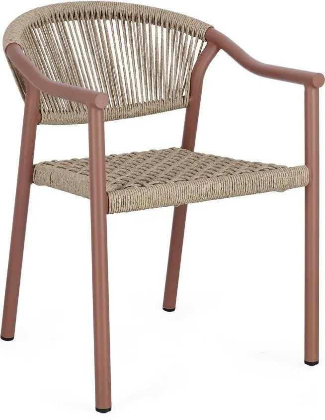 Scaun de grădină roșu/în culoare naturală din metal Canarias – Bizzotto