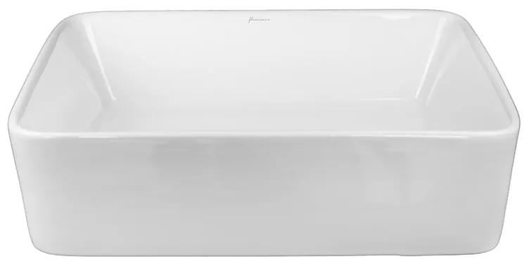 Lavoar pe blat alb lucios 48 cm, dreptunghiular, Fluminia Ares