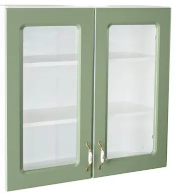 Corp superior vitrina 80 cu 2 usi Zebra MDF verde drept