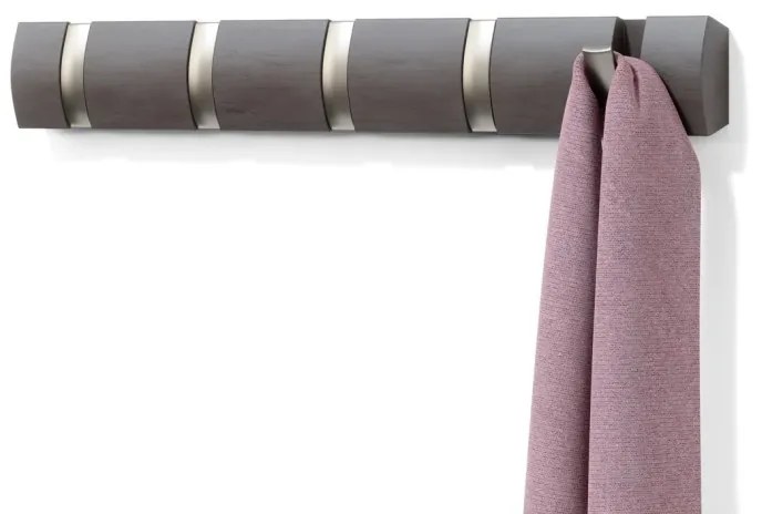 Cuier cu 5 carlige rabatabile Umbra Flip gri
