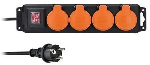 Solight PP332 - Prelungitor 4 prize cu întrerupător, 3m, IP44