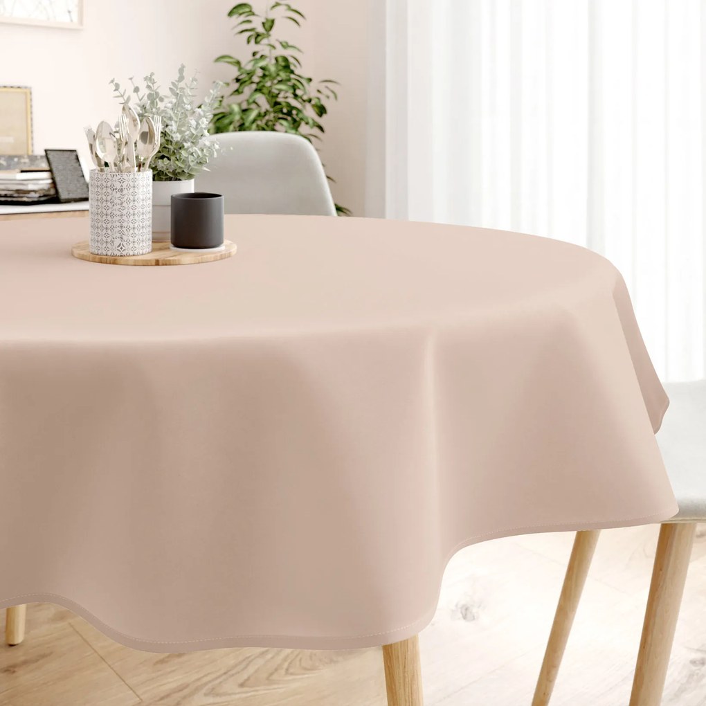 Goldea față de masă decorativă rongo deluxe - bej cu luciu satinat - rotundă Ø 100 cm
