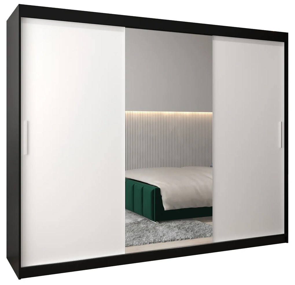 Dulap de haine 250 cm Toki 1 (negru mat + alb mat). 1064947