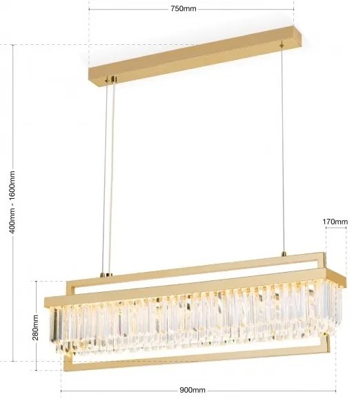 Candelabru, Lustra LED design LUX PRISM, 24K gold plated