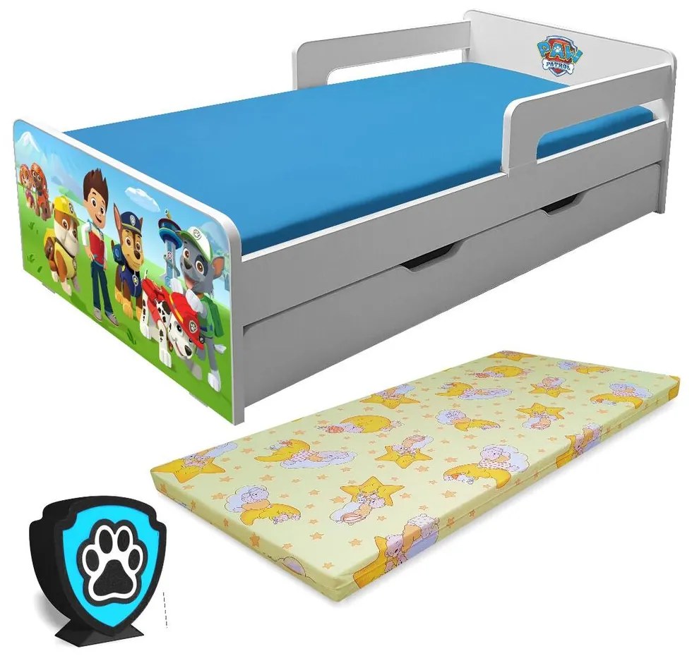 Pat Paw Patrol pentru Baieti  2-12 Ani P2L Cu Sertar, Saltea Light Si Paravane Detasabile, Lampa Pc-p-p2l-paw-bas-lmk-srt-80