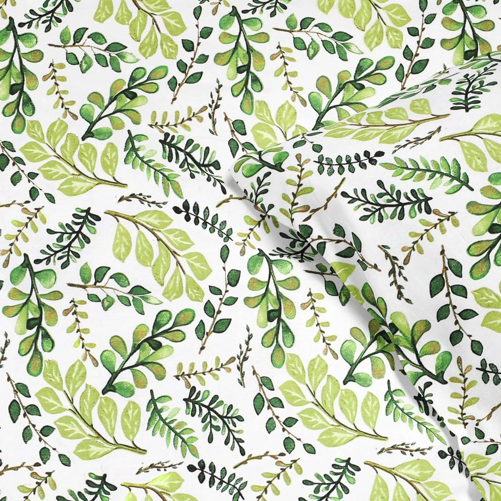 Goldea lenjerie de pat din 100% bumbac - frunze verzi 140 x 200 și 50 x 70 cm