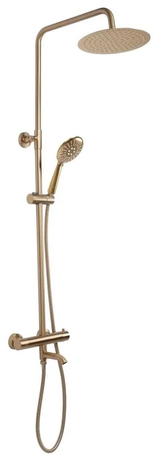 REA-P6604 - Set de duș cu baterie termostatică LUNGO, auriu periat