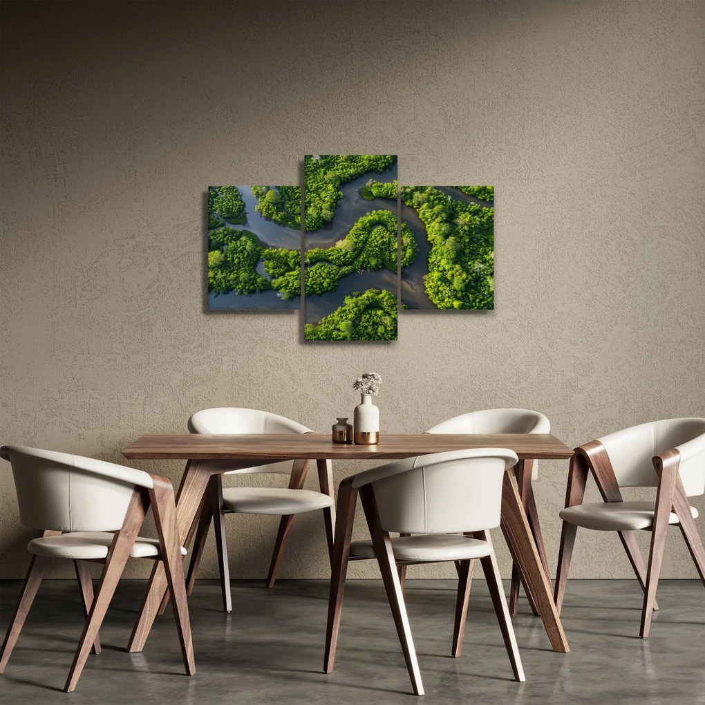Tablou - Peisaj forestier cu râu (90x60 cm)