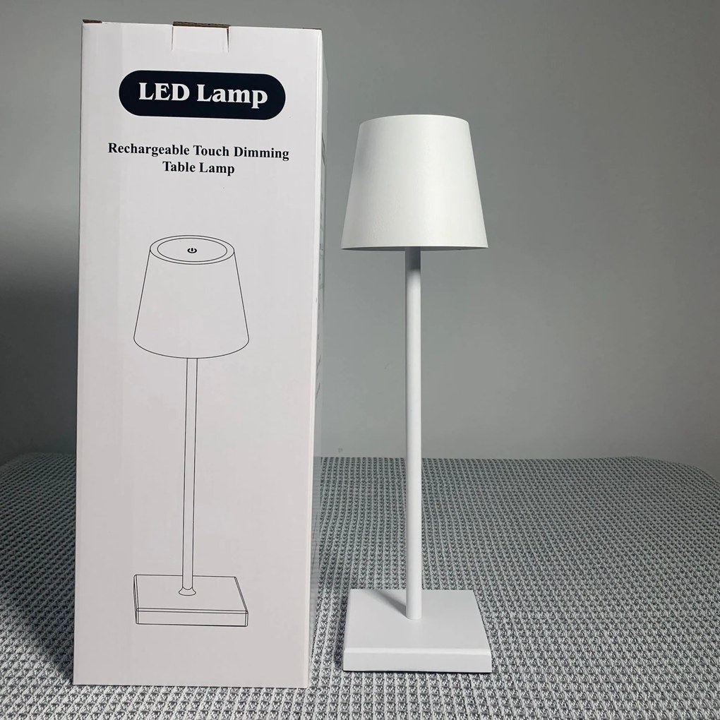 Lampă de masă cu touch, LED, 3.5W, reîncărcabilă USB, albă