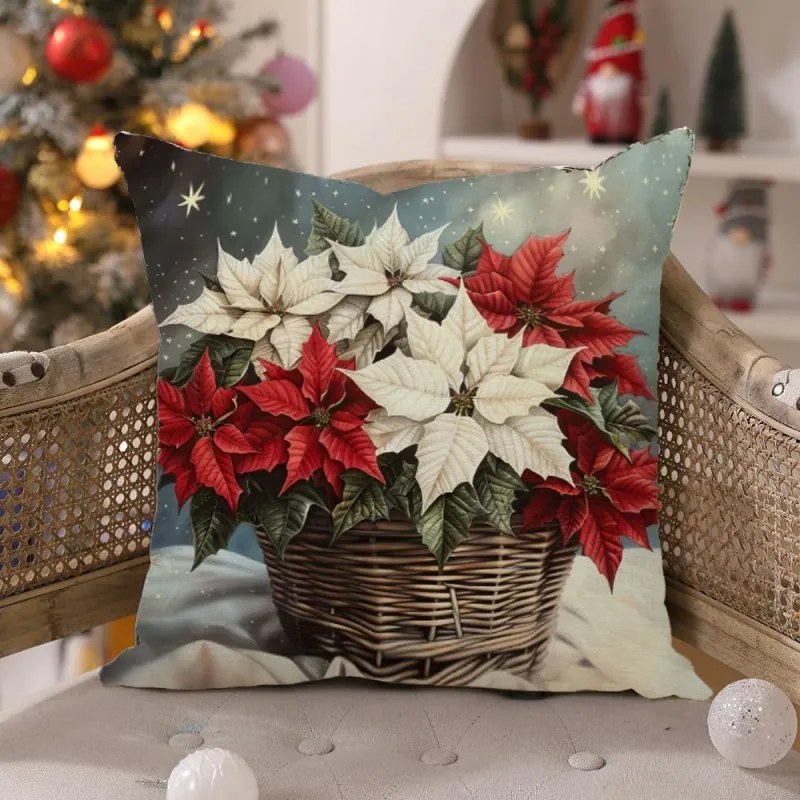 Fata de perna de Craciun POINSETTIA MAGIC 45x45 cm, colorat