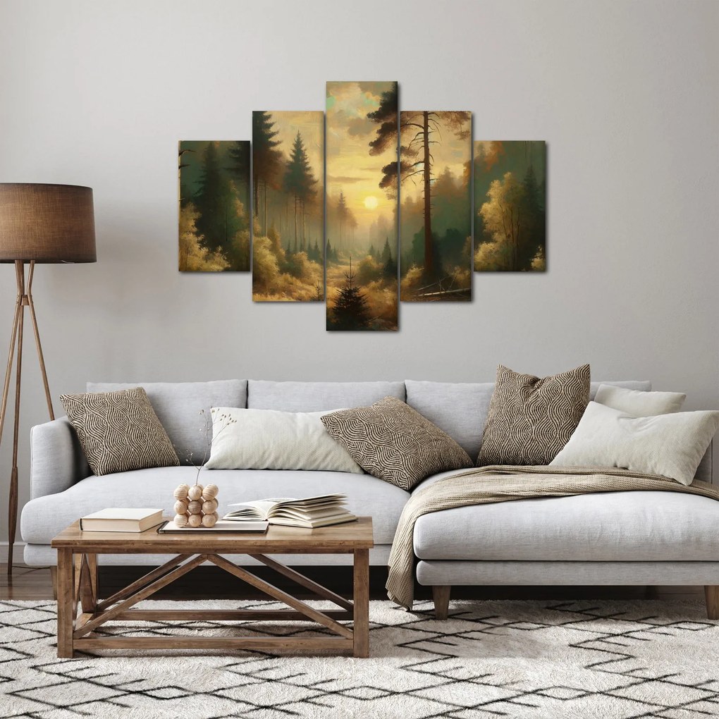 Tablou - Soare strălucind prin pădure (150x105 cm)