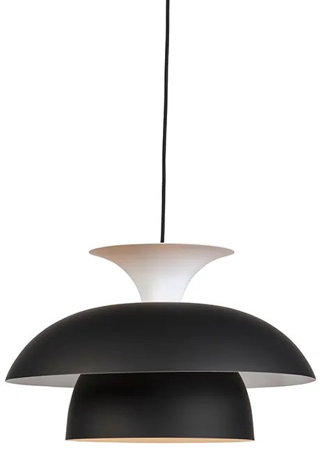 Lampă modernă rotundă suspendată neagră cu alb 3 straturi - Titus