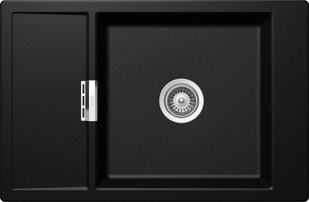 Chiuveta bucatarie Schock Mono D-100XS Cristadur Magma 780 x 510 mm, granit, reversibila, montare pe blat, negru metalizat