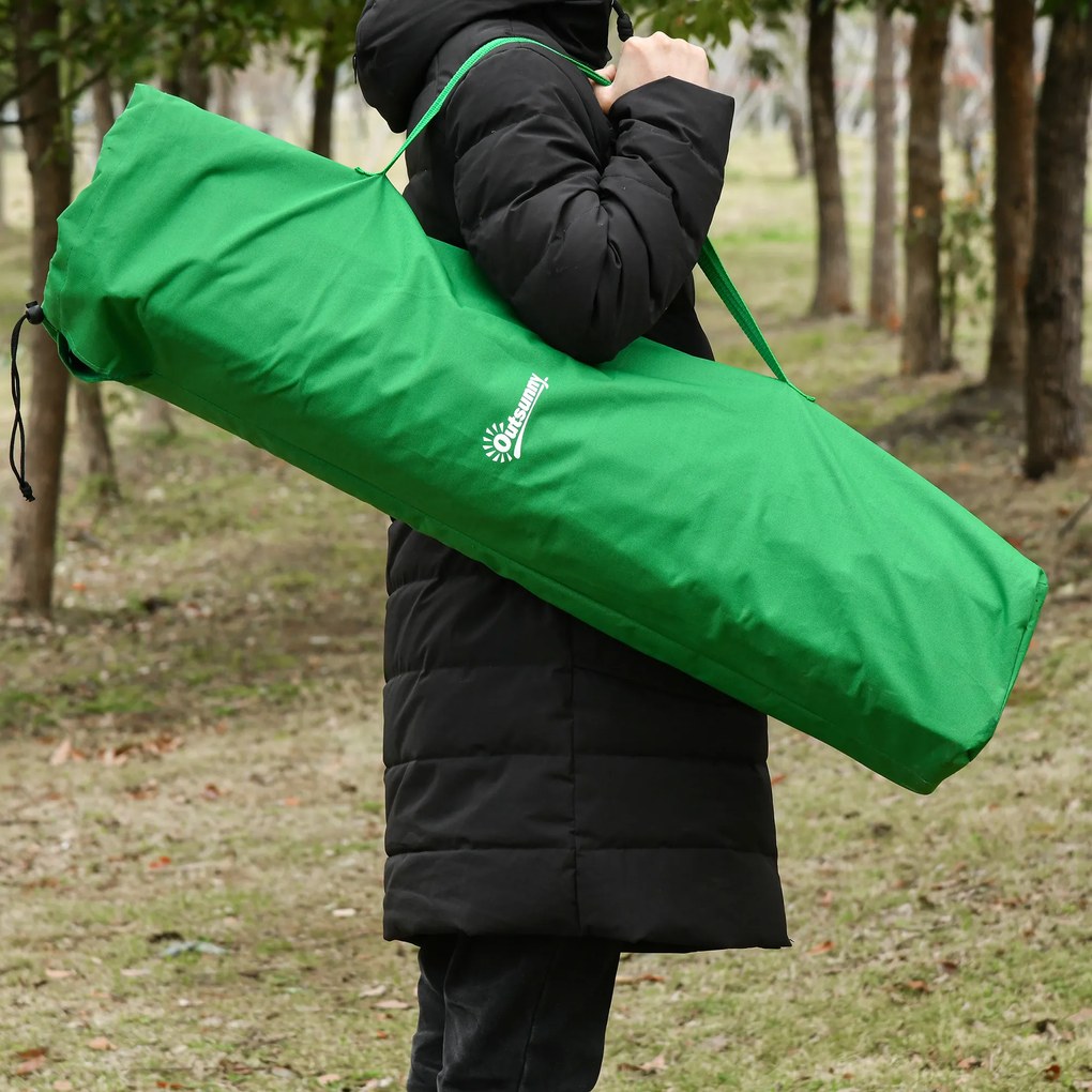 Outsunny Pat de camping, pat pliabil, pat pliabil cu buzunar lateral, suport pentru băuturi, suportând până la 136 kg, cadru din oțel Oxford Verde+Negru 190 x 65 x 40 cm | Aosom Romania
