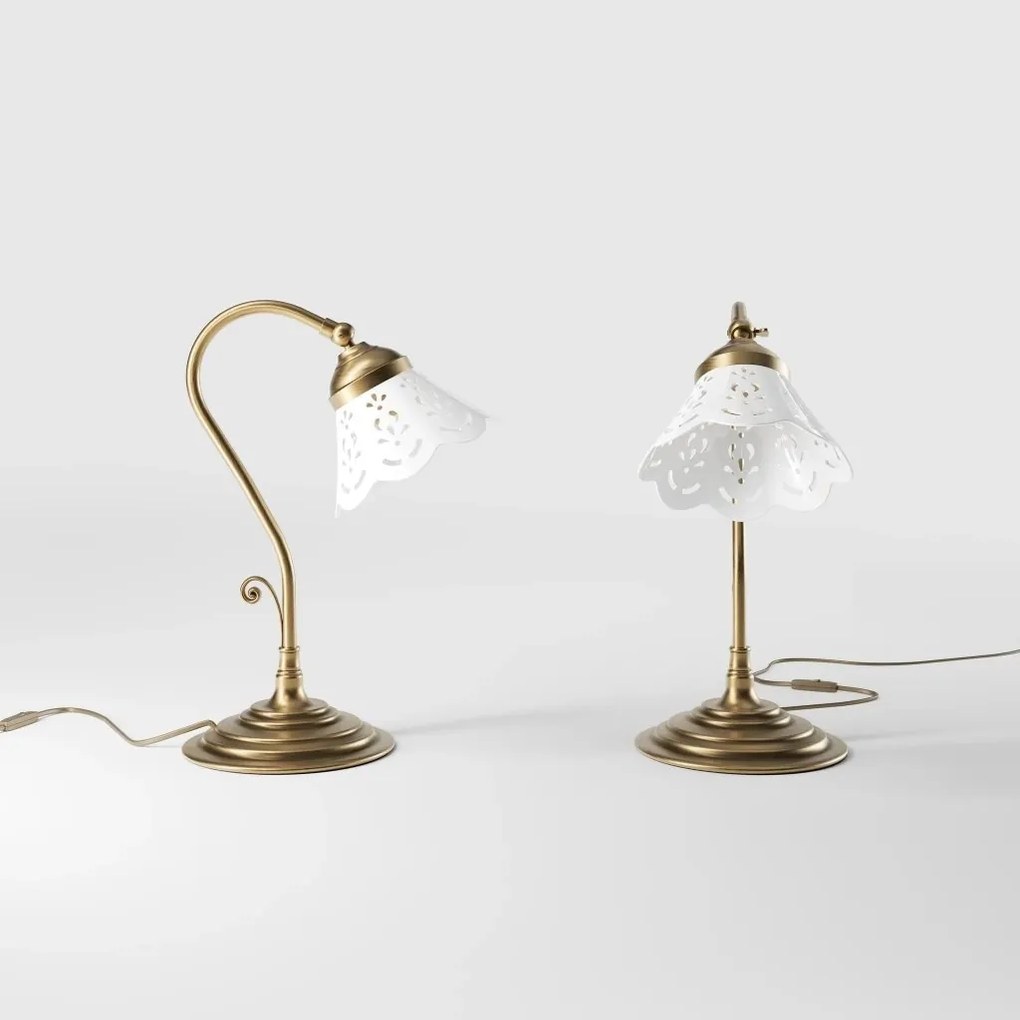 Lampa de masa din alama si abajur ceramic Zefira