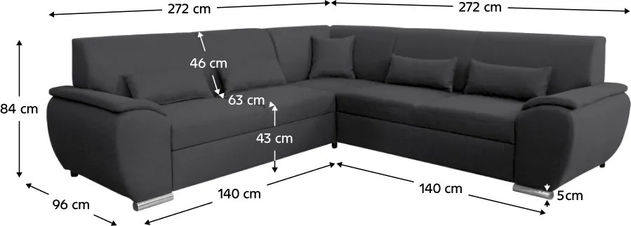 Set canapea, dreapta, material textil gri închis, AMILA ROH