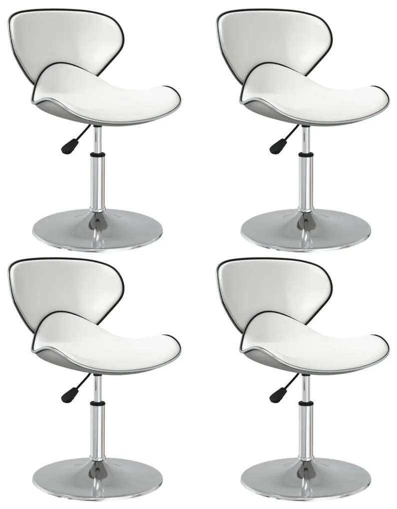 vidaXL Scaune de bucătărie, 4 buc., alb, piele ecologică