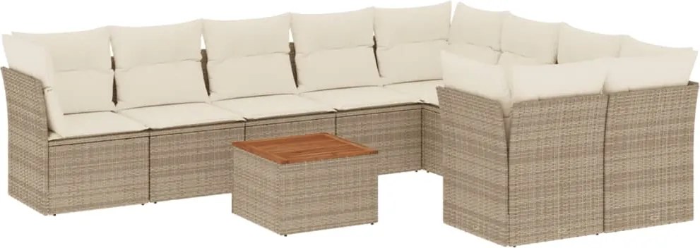 vidaXL Set canapele de grădină cu perne, 10 piese, bej, poliratan