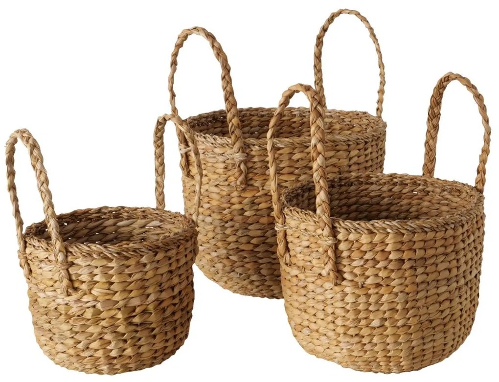 Coșuri iarbă de mare țesute Natino, set 3 bucati