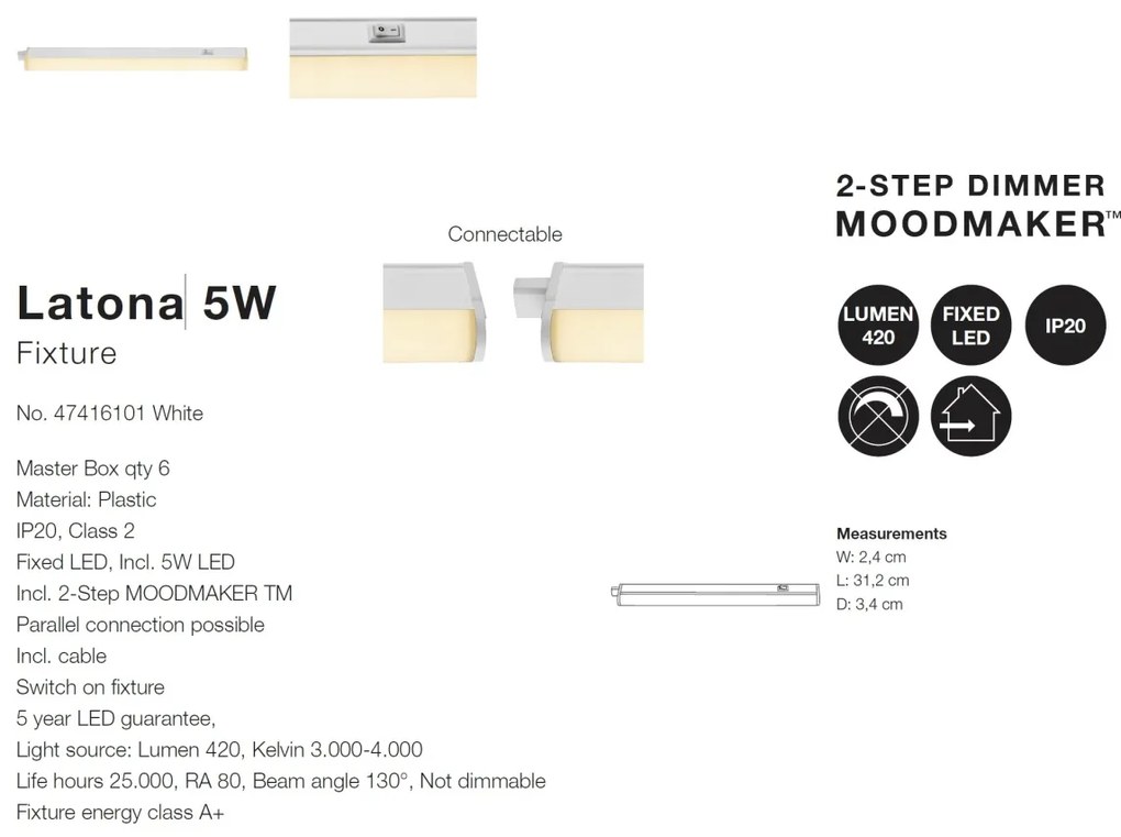 Aplica LED perete/plafon MOODMAKER Latona 5W 47416101 NL