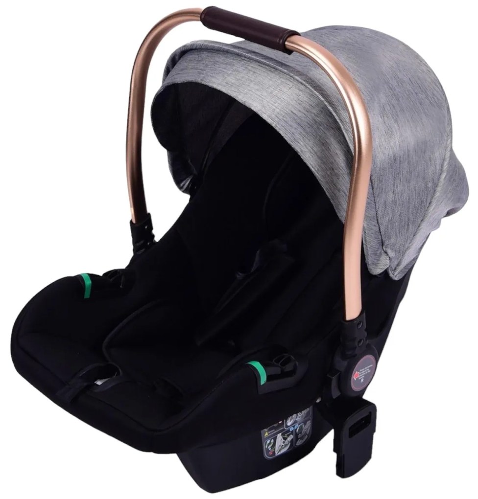 Carucior 3 in 1 reversibil si pliabil cu geanta inclusa si scoica auto, 0-36 luni, Gri - CPC-60-gri