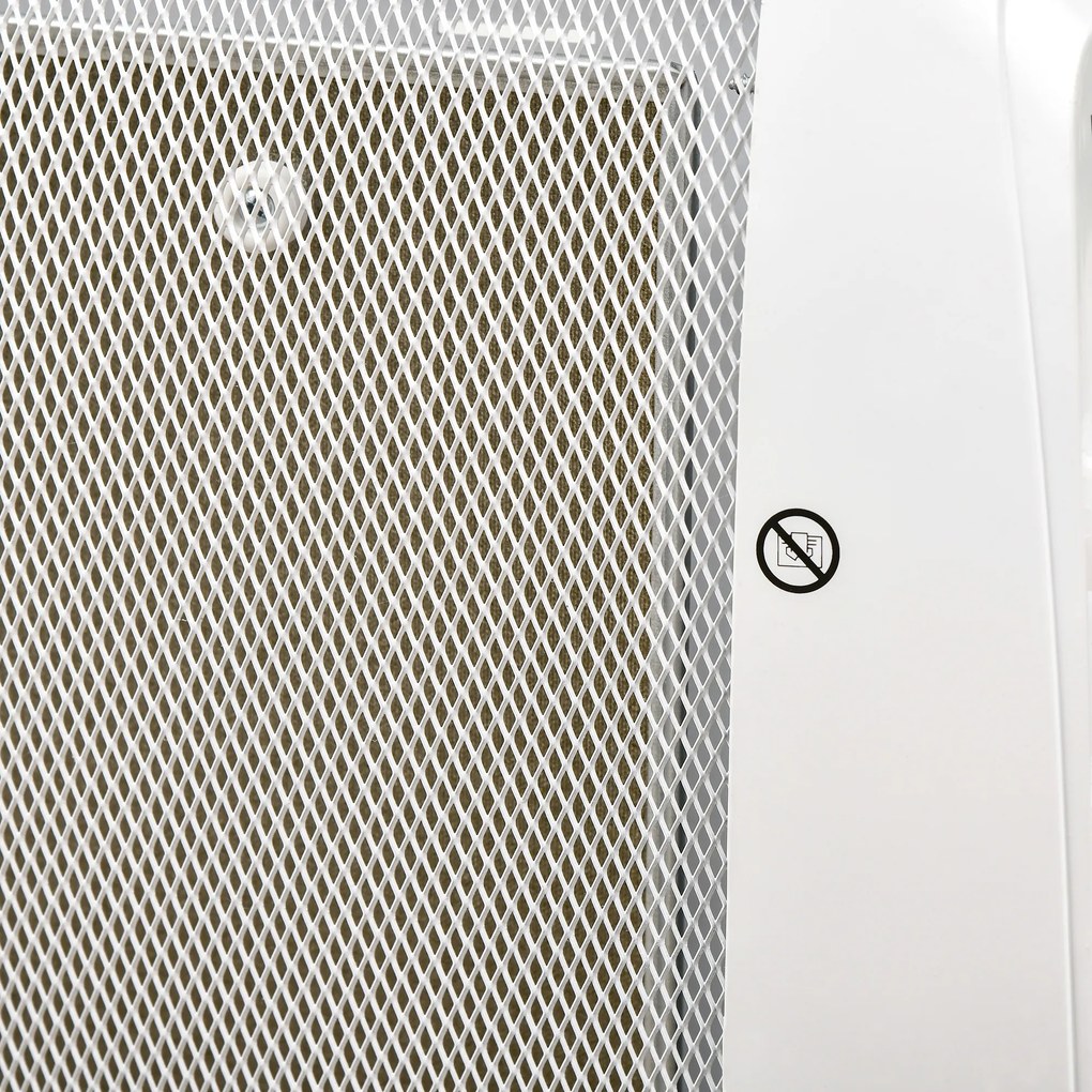 HOMCOM Radiator Electric Mică 1000W/2000W cu Termostat Reglabil, 15-20 m², 4 Roți, 79x27x54 cm, Alb | Aosom Romania