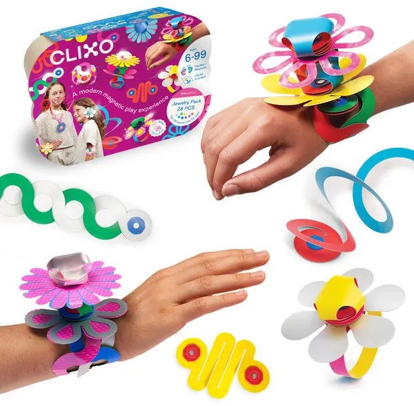 CLIXO® JOC MAGNETIC DE CONSTRUIT - BIJUTERII COLORATE (28 PIESE) - CLIXO (CL-WEAR-RB-1)