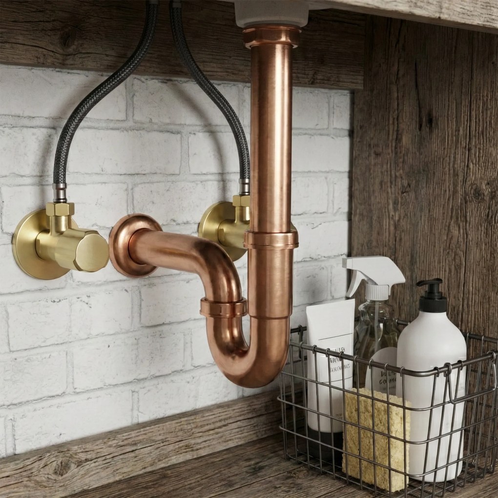 Robinet colțar 02  1/2" x 3/8" Brush Gold