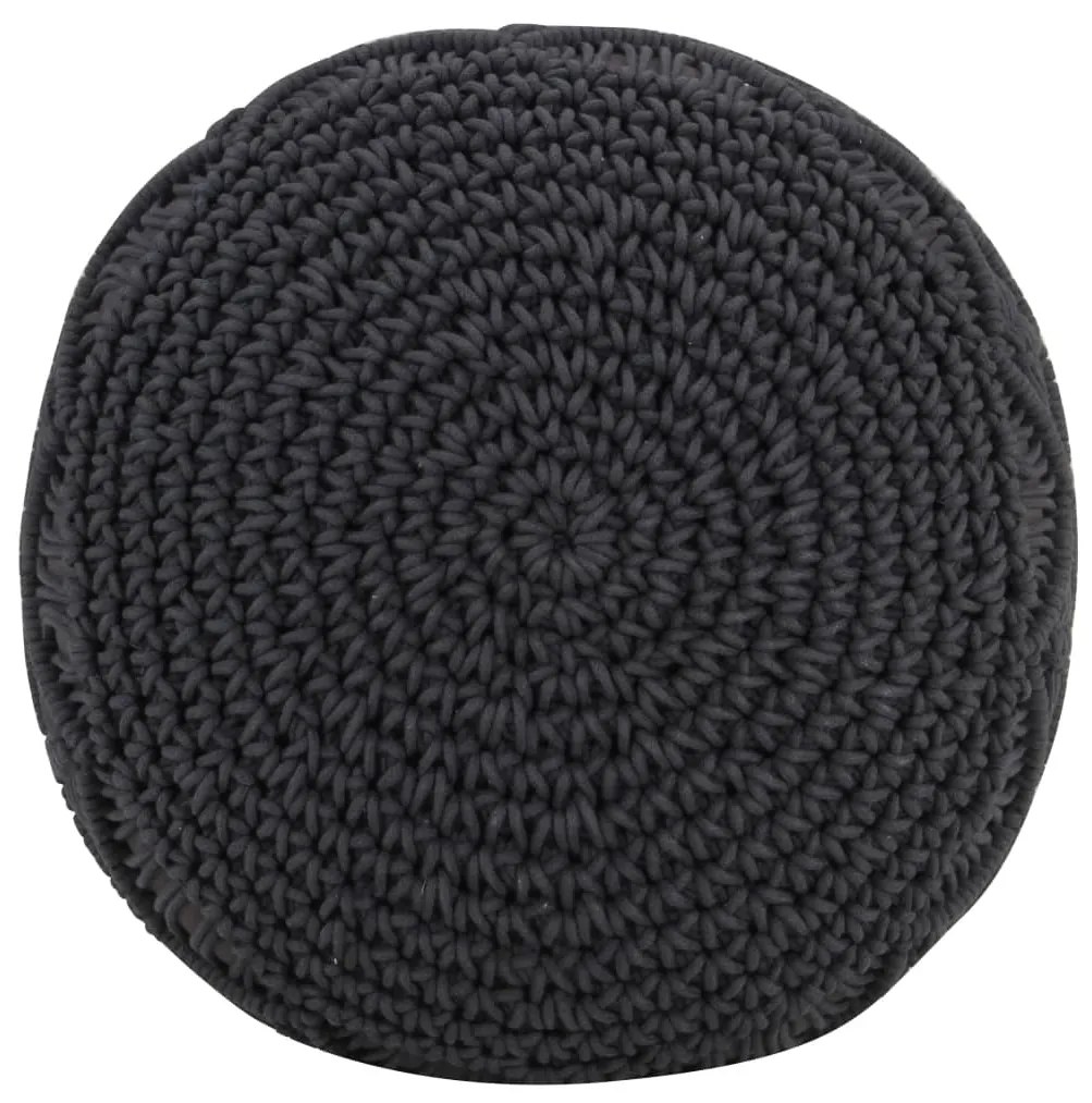 324003 vidaXL Taburet puf macrame lucrat manual, antracit, 45x30 cm, bumbac