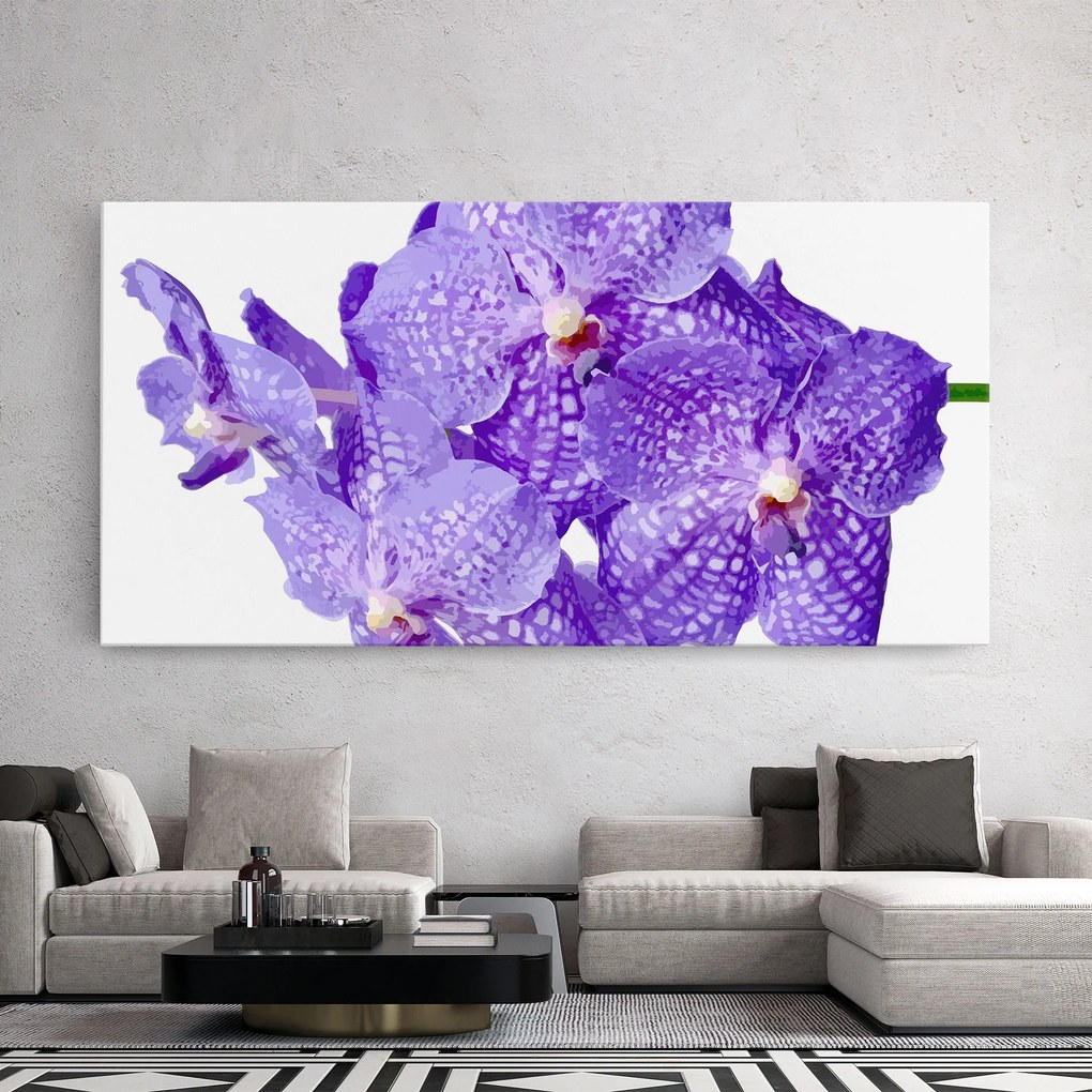Tablou Canvas, 50x100cm, Dormitor si Living, Flori, Orhidee, Purple White Orchid