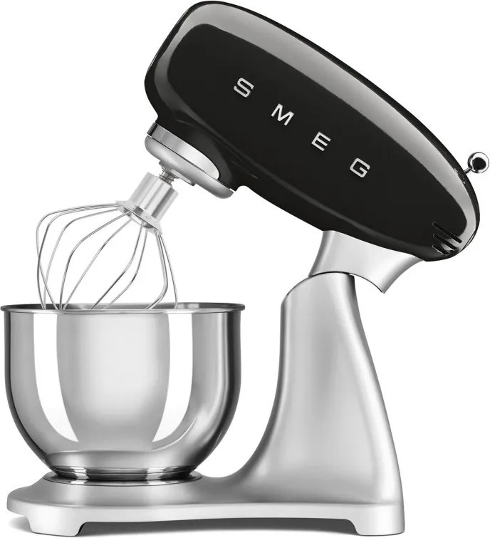 Mixer planetar Smeg SMF04BLEU, 800 W, 4,8 l, 10 viteze, funcție de pornire treptată, picioare antiderapante, negru/inoxidabil