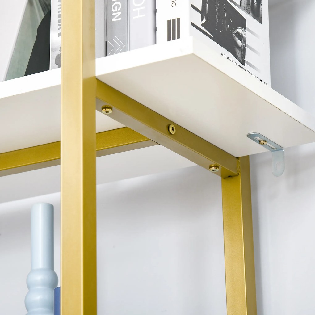 HOMCOM Raft din lemn si otel cu 4 niveluri de depozitare, elegant, auriu, cu un design multifunctional robust | AOSOM RO