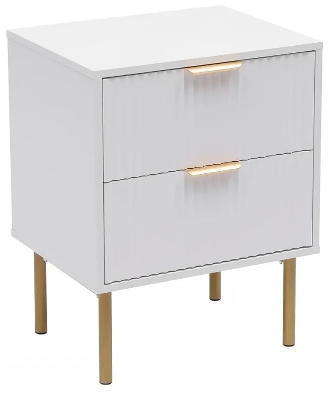 RESIGILAT- Noptieră modernă cu 2 sertare, 50x40x63.5 cm, alb