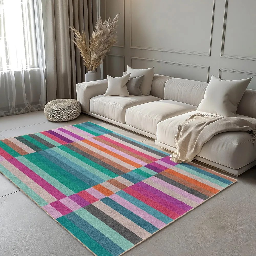 Covor tip traversă turcoaz lavabil 80x200 cm Acid Rain – Mila Home