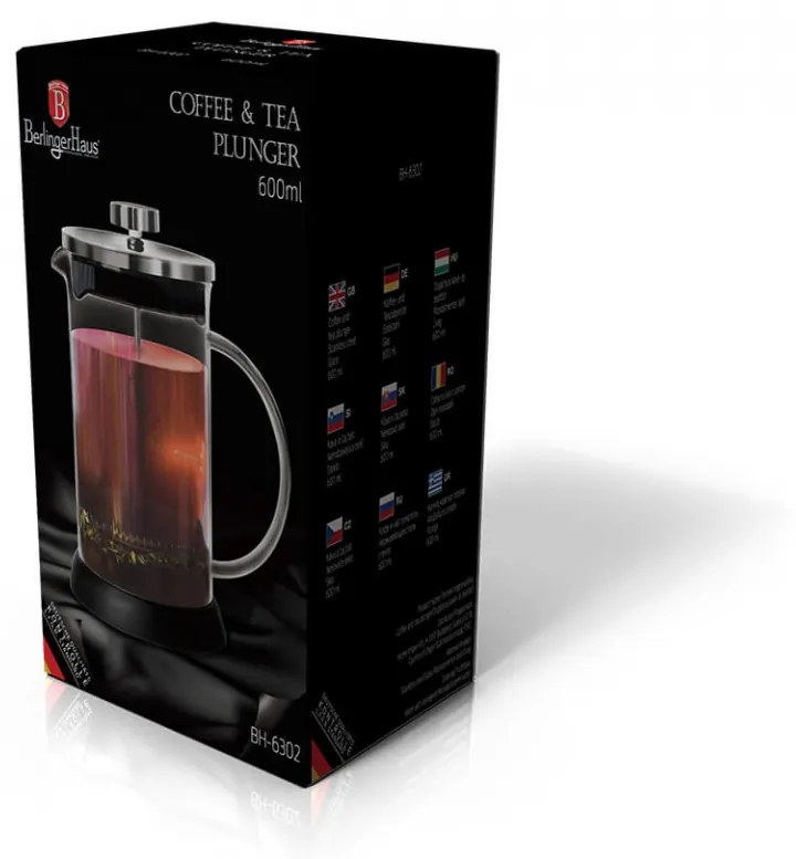 Infuzor pentru cafea si ceai 600 ml Black Silver Collection Berlinger Haus BH 6302