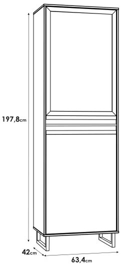 Vitrina Solletico Stejar Bartex Si Stejar Spica, 63.4 Cm