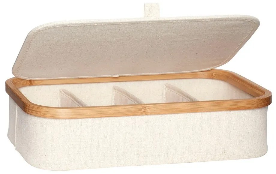 Cutii de depozitare bej 2 buc. din material textil cu capac 38x26x9 cm Ecru – Hübsch