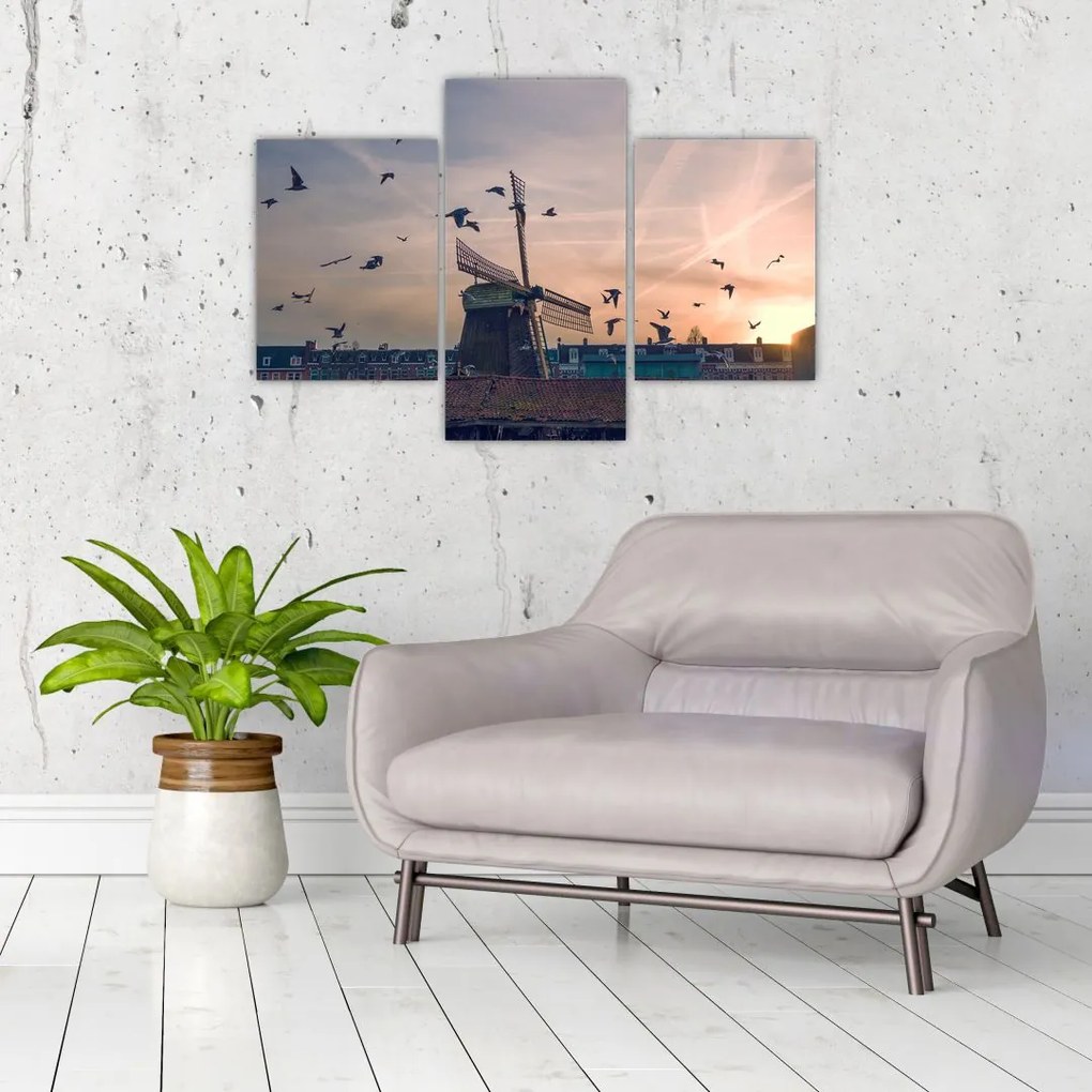Tablou cu moară de vânt (90x60 cm)