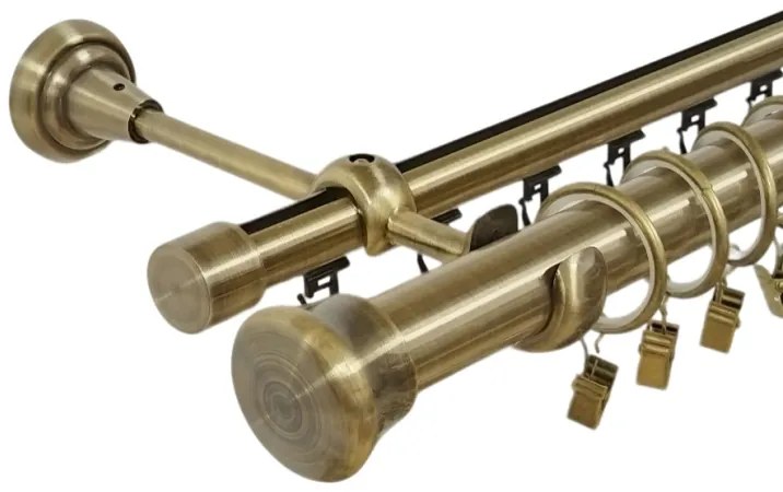 Galerie dubla Fulda, teava neteda si profil,grosime 25 si 19mm, aur antic (Alege marime: 200 cm)